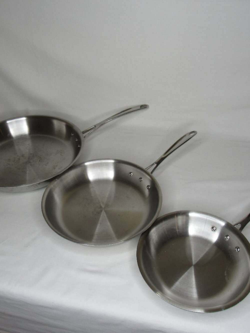 3 Calphalon Stainless Steel Fry Pan Set  8" 10" 12"
